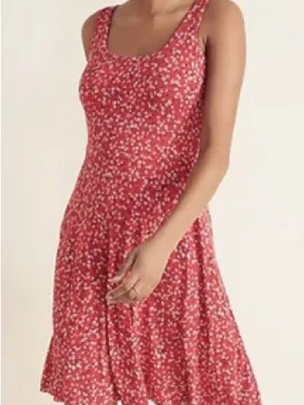 Old Navy Red Floral Scoop-Neck Midi Dress